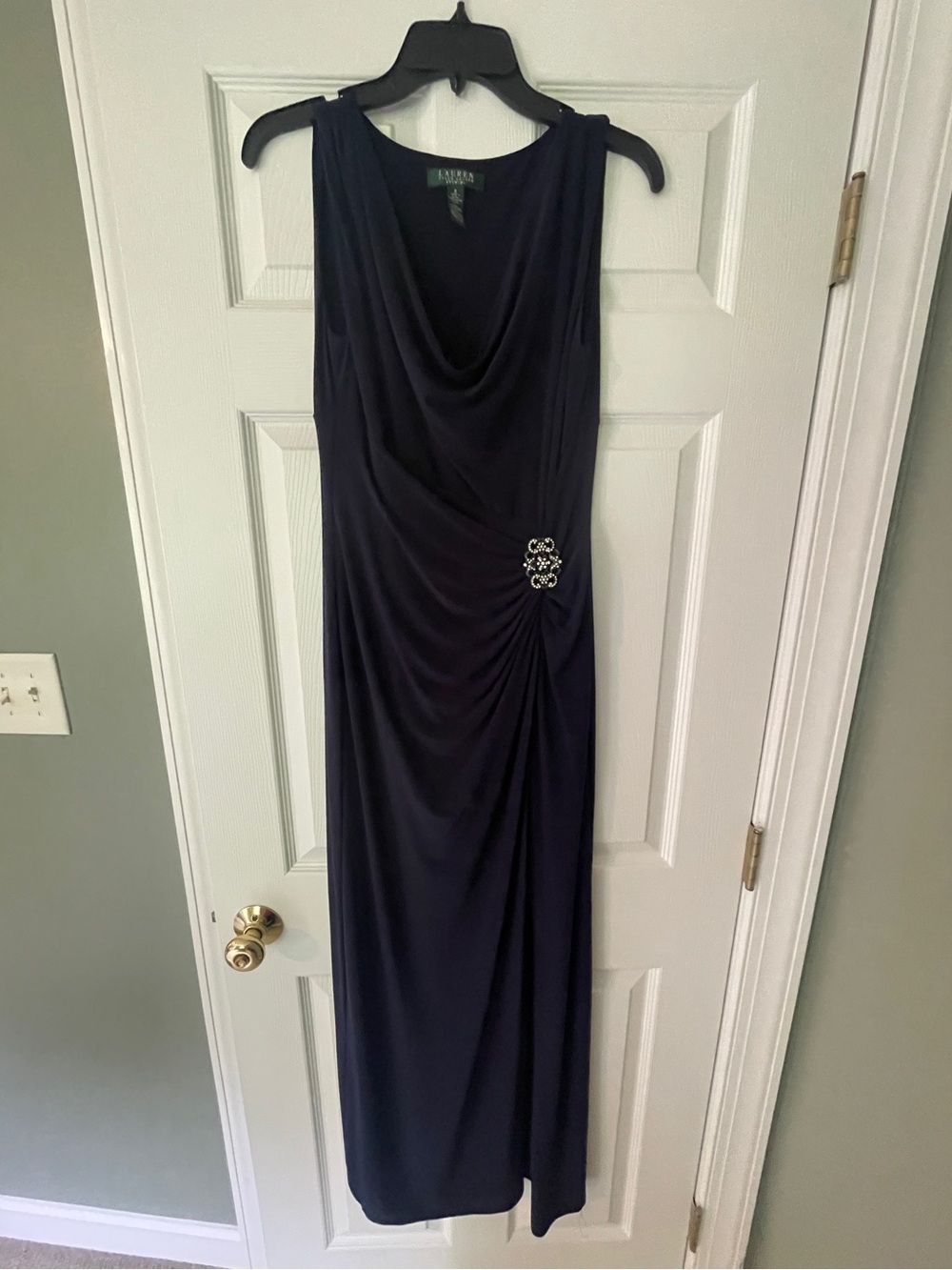 Women's Ralph Lauren Navy Sleeveless Evening Dress - Size 8